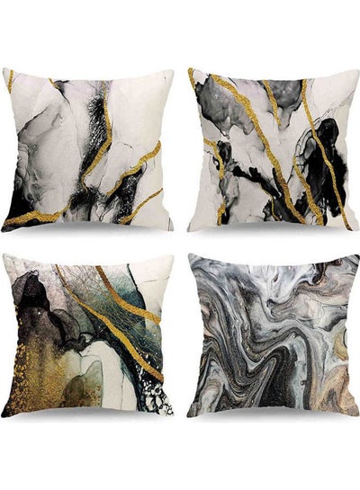 Buy Throw Pillow Covers Decorative Pillows For Couch Pillows Modern Marble Throw Pillow Cases For Bedroom Sofa Living Room Home Decor Set Of 4 Cotton Multicolour 40x40cm in Egypt