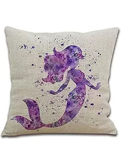 اشتري Cotton Linen Decorative Throw Pillow Case Cushion Cover Purple Mermaid بوليستر متعدد الألوان 40x40سم في مصر