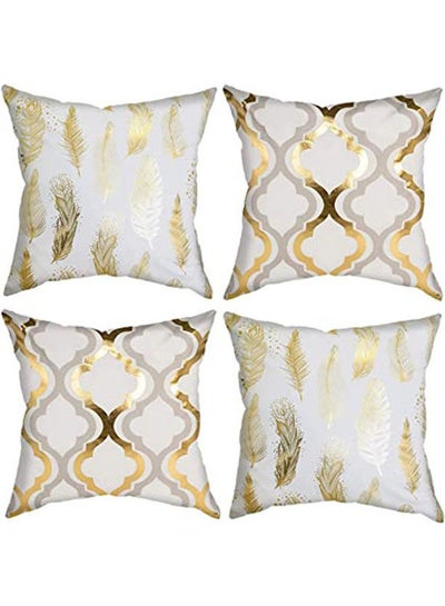 Buy Throw Pillow  Set Of Farmhouse Geometric Feather Dercoration Foil Velvet Pillows Casessquare Couch Sofa  Cushion Cover For Living Bed Roomsummer Fall Home Decor Velvet Velvet Multicolour 40x40cm in Egypt