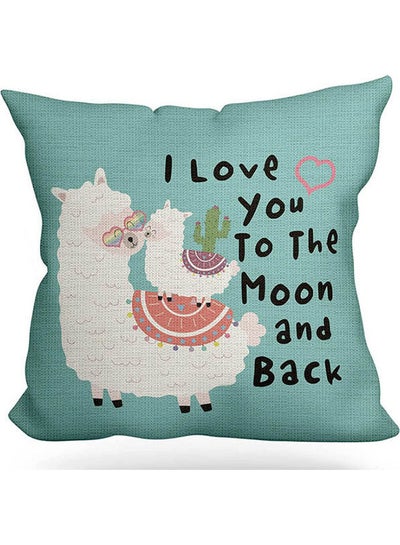 Buy Llama Decorative Pillow Coversi Love You To The Moon cotton Multicolour 40x40cm in Egypt