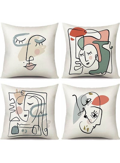 Buy 4 Packs Pillow  Decorative Square Pillowcase  Cushion Cover Cases Cotton Cotton Multicolour 40x40cm in Egypt