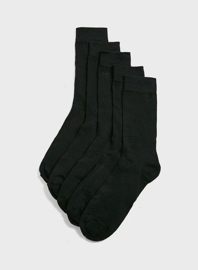 Buy Pack Of 5 Reinforced Toe & Heel Socks Black in Saudi Arabia