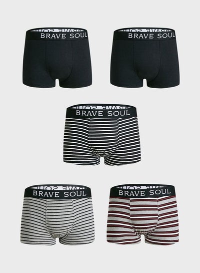 Buy Pack Of 5 Striped Boxers Multicolour in UAE