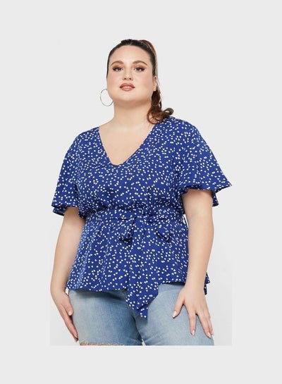 اشتري Ditsy Print Top Blue في الامارات