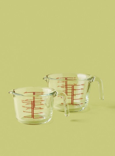 500ml 1-Cup Glass Measuring Cup Ovenproof Glass Batter Bowl Clear with Red  Measurements for Baking
