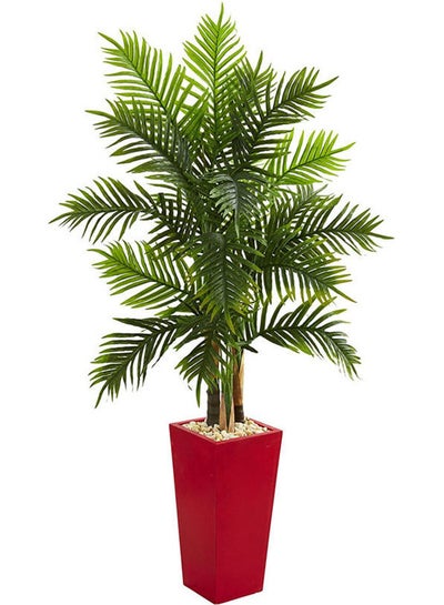 Buy Nearly Natural 5.5’ Areca Palm Tree In Red Planter (Real Touch) Artificial Plant Green in Egypt