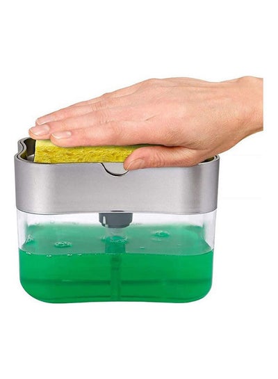 Buy 2 In 1 Sponge Rack Shelf Soap Detergent Dispenser Pump Large Capacity With Sponge Clear in Egypt