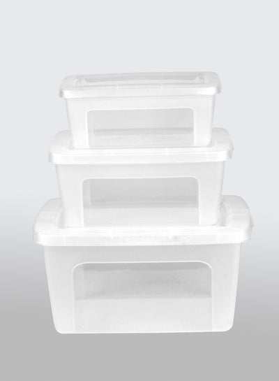 Buy 3 Piece Storage Box Set Easy Find Vented Lids Food Storage Containers durable container walls for everyday use TG54975S3 Clear 19 x 39 x 30cm in Saudi Arabia