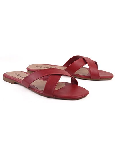 Buy Stella Dyed Flat Sandals Red in Saudi Arabia