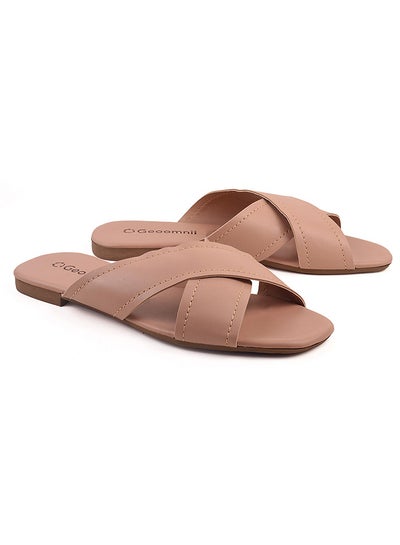 Buy Rylie Dyed Flat Sandals Brown in Saudi Arabia