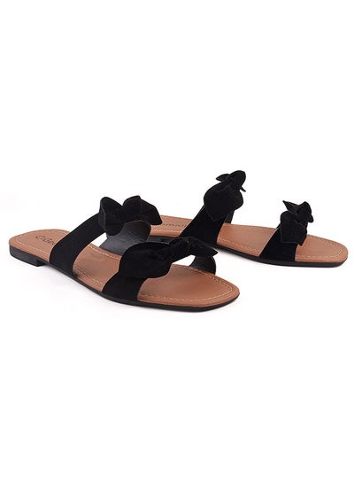 Buy Serena Dyed Flat Sandals Black in Saudi Arabia