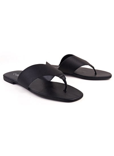 Buy Jane Dyed Flat Sandals Black in Saudi Arabia