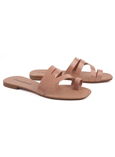 Buy Rozie Dyed Flat Sandals Brown in Saudi Arabia