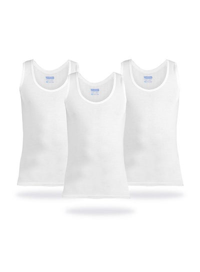 Buy Sleevless Cotton Undershirts Pack Of 3 White in Egypt