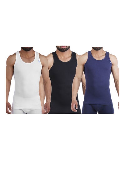 Buy Sleevless Cotton Undershirts Derby Pack Of 3 Multicolour in Egypt