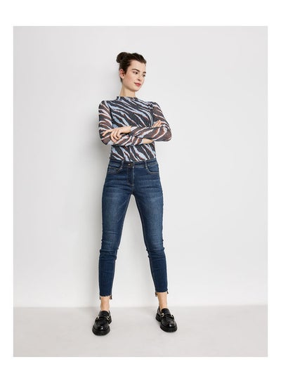 اشتري Jeans With High-Low Hem, Super Skinny Ts Blue في مصر