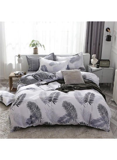 Buy 4-Piece Bedding Sheet set Comforter Luxurious Cotton and Soft Microfiber with 1 Duvet Quilt Cover And 1 Flat 2 Pillowcases Polyester Grey 200 x 230cm in UAE
