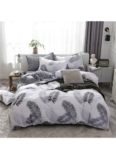 اشتري 4-Piece Bedding Sheet set Comforter Luxurious Cotton and Soft Microfiber with 1 Duvet Quilt Cover And 1 Flat 2 Pillowcases Polyester Grey 200 x 230cm في الامارات