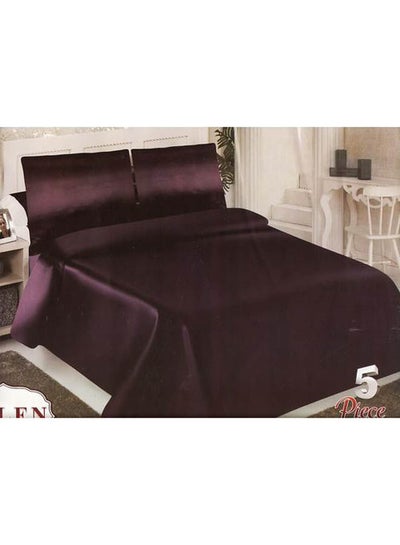 Buy Satin Bed Sheet Set  5 Pcs cotton Dark Purple 160x45cm in Egypt