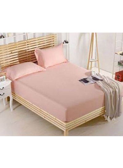 Buy Protective Cotton Bed Sheet Set  3 Pcs cotton Pink 160x200cm in Egypt