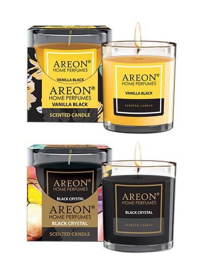 اشتري Pack Of 2 Scented Candle Set Black/Yellow 120grams في الامارات