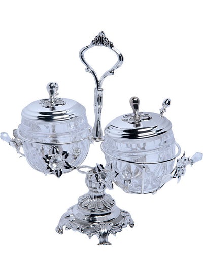Buy Acrylic Sugar Bowls With Handle Silver 12x12x20cm in Saudi Arabia