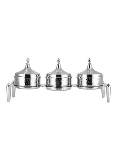 اشتري 3 Pot With Stand Silver 65x15x17cm في السعودية