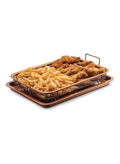 اشتري Nonstick Copper Crisper Tray Fry Food Without Oil ذهبي في مصر