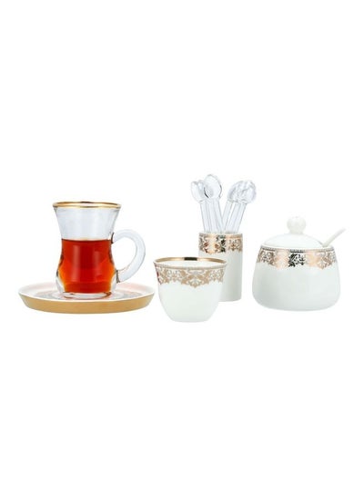 Buy 28-Piece Porcelain Tea And Coffee Set White/Gold 150ml in Saudi Arabia