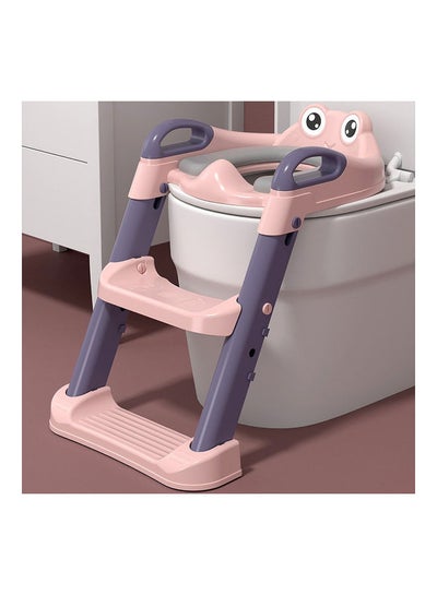 Buy Foldable Toilet Training Seat With Adjustable Step Stool Ladder in UAE