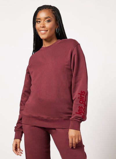 اشتري Basic Oversized Sweatshirt Maroon في الامارات