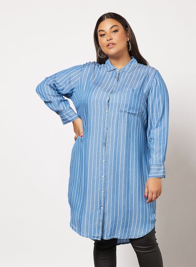 Buy Plus Size Long Shirt Blue in Saudi Arabia