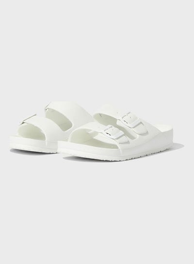 Buy Double Strap Wedge Sandals White in UAE