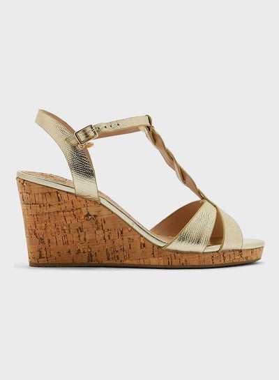 اشتري Koala High Heel Wedge Sandals Gold في الامارات