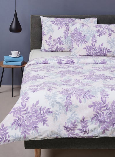 Buy Duvet Cover Set- With 1 Duvet Cover 160X200 Cm And 2 Pillow Cover 50X75 Cm - For Double Size Mattress -Leaf Purple 100% Cotton 180 Thread Count Purple Double Purple Double in UAE