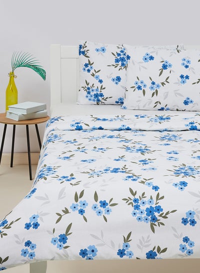 اشتري Duvet Cover Set- With 1 Duvet Cover 160X200 Cm And 2 Pillow Cover 50X75 Cm - For Double Size Mattress - Blue/Green/White 100% Cotton 144 Thread Count Cotton Blue/Green/White DoubleNone في الامارات