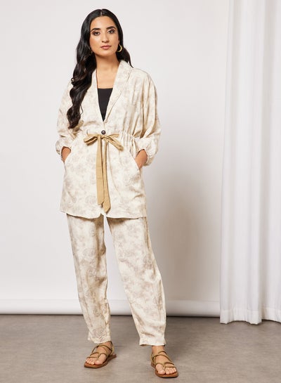 Buy All-Over Print Top and Pants Set Off-White in Saudi Arabia