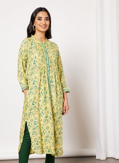 اشتري Floral Print Kurta أصفر في السعودية