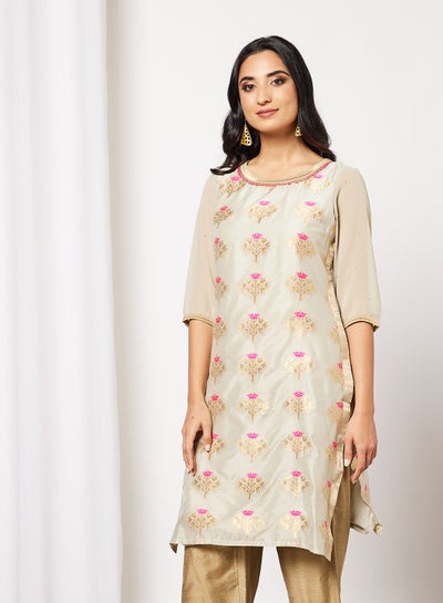 اشتري Chanderi Jacquard Kurta عاجي في السعودية