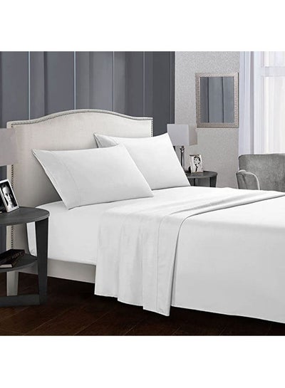 اشتري Fitted Bed Sheet Set قطن White 160 X 200سم في مصر