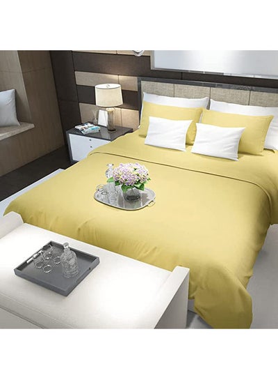 Buy Flat Bed Sheet Set Cotton Yellow 270 X 240cm in Egypt