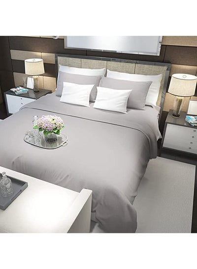 Buy Flat Bed Sheet Set Cotton Light Grey 270 X 180cm in Egypt