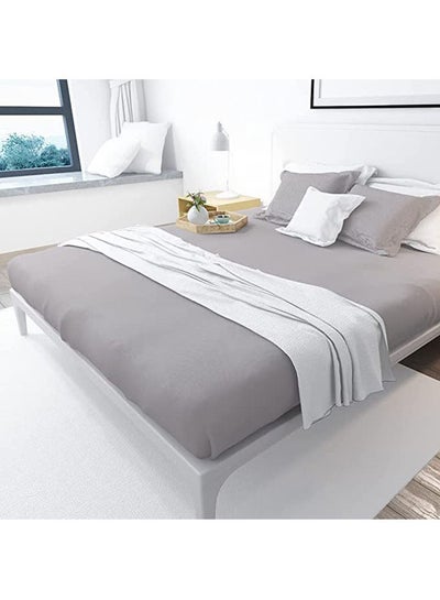 اشتري Fitted Bed Sheet Set Cotton Light Grey 100 X 200cm في مصر