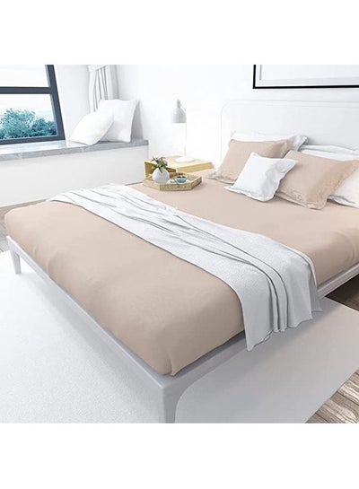 Buy Fitted Bed Sheet Set Cotton Cotton Light Tan 100 X 200cm in Egypt