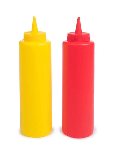 Buy Ketchup and Mustard Squeeze Bottle Combo Pack 2-pack 16-oz Plastic Kitchen Table Condiment Squirt Dispensers Restaurant Supplies for Food Truck Grilling Dressing BBQ Sauce Crafts Multicolour 450ml in Egypt