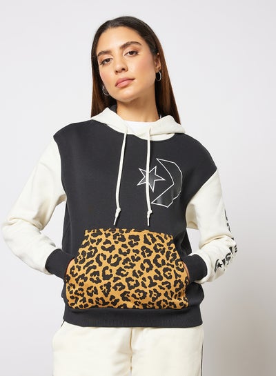 اشتري Leopard Pocket Hoodie Black في الامارات