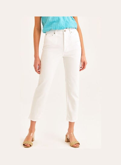 Buy Ultra High Waist Slim Trousers White in Saudi Arabia