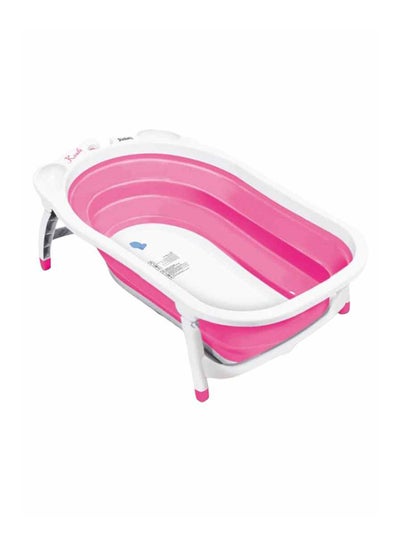 اشتري Compact Durable Plastic Large Anti Skid Flat Fold Bath Tub For Children - Pink في الامارات