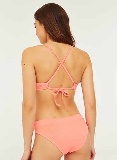 Buy Ribbed Bikini Bottom Peach in Saudi Arabia