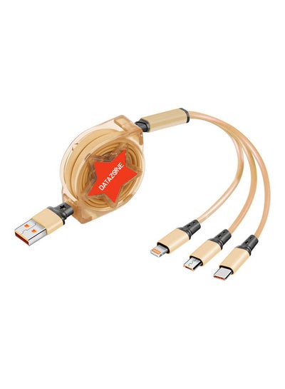 Buy 3 In 1 Retractable Charging Cable Gold in Saudi Arabia
